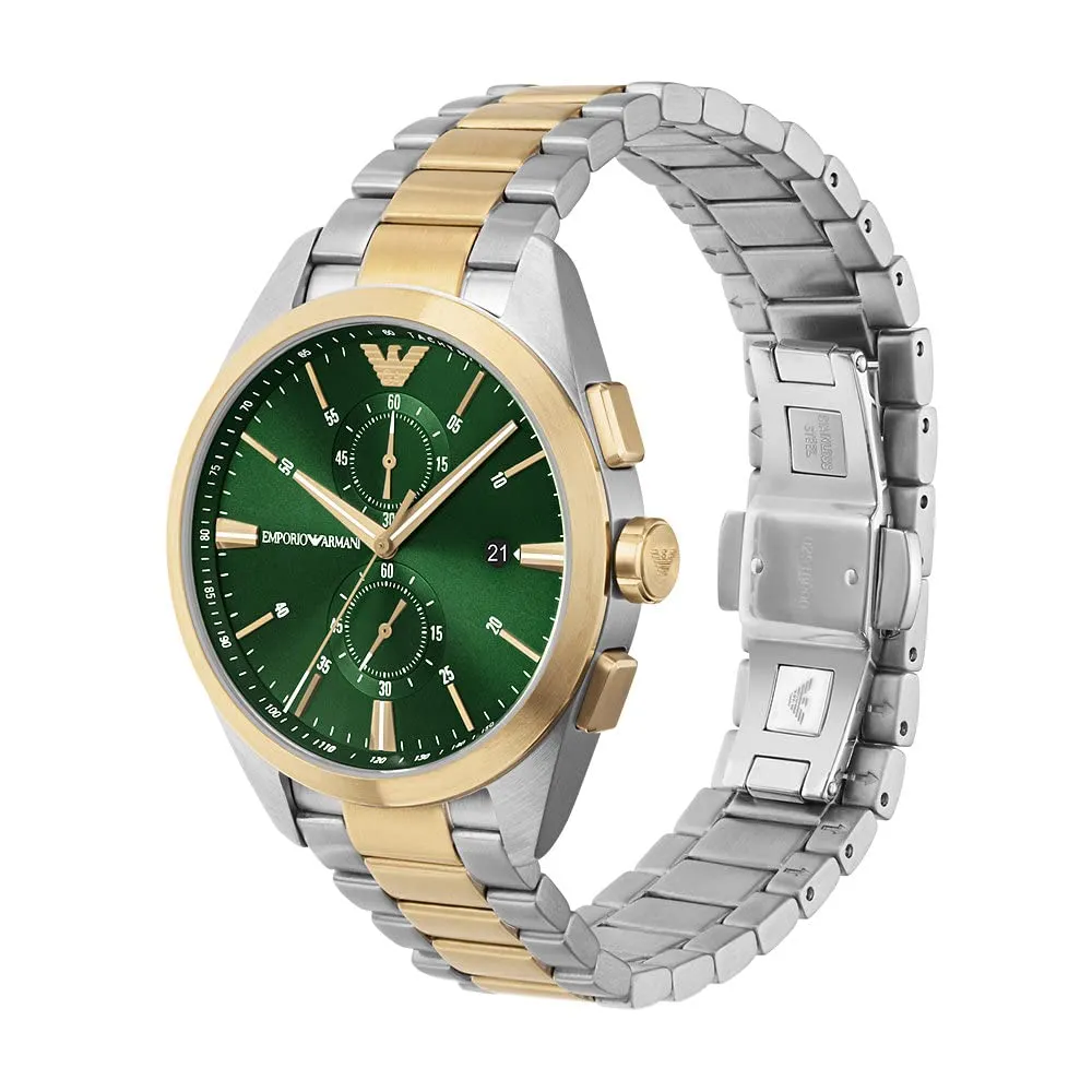 Emporio Armani cronografo uomo oro rosa verde 43 mm