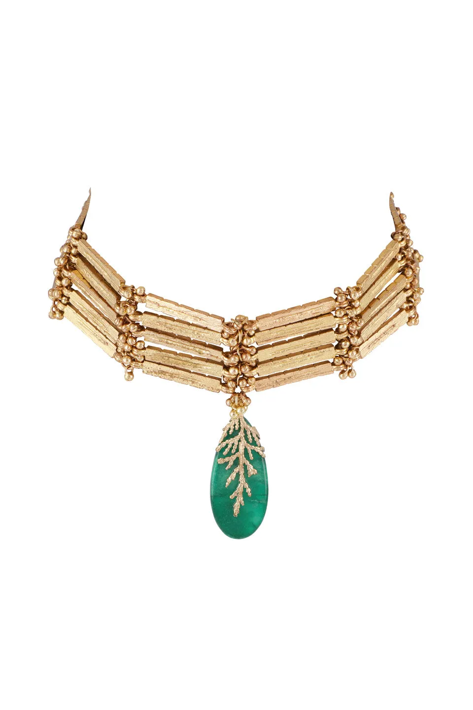 House of Tuhina Leaf Stone Link Choker collana avorio pietra