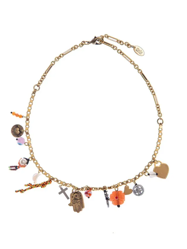 Rada Collana Ciondoli Multicolore in Catena Charms