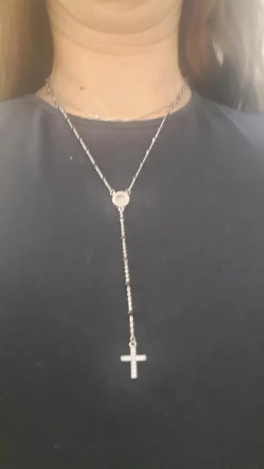 Dada Gioielli Rosario Collana Acciaio Argento Unisex Croce
