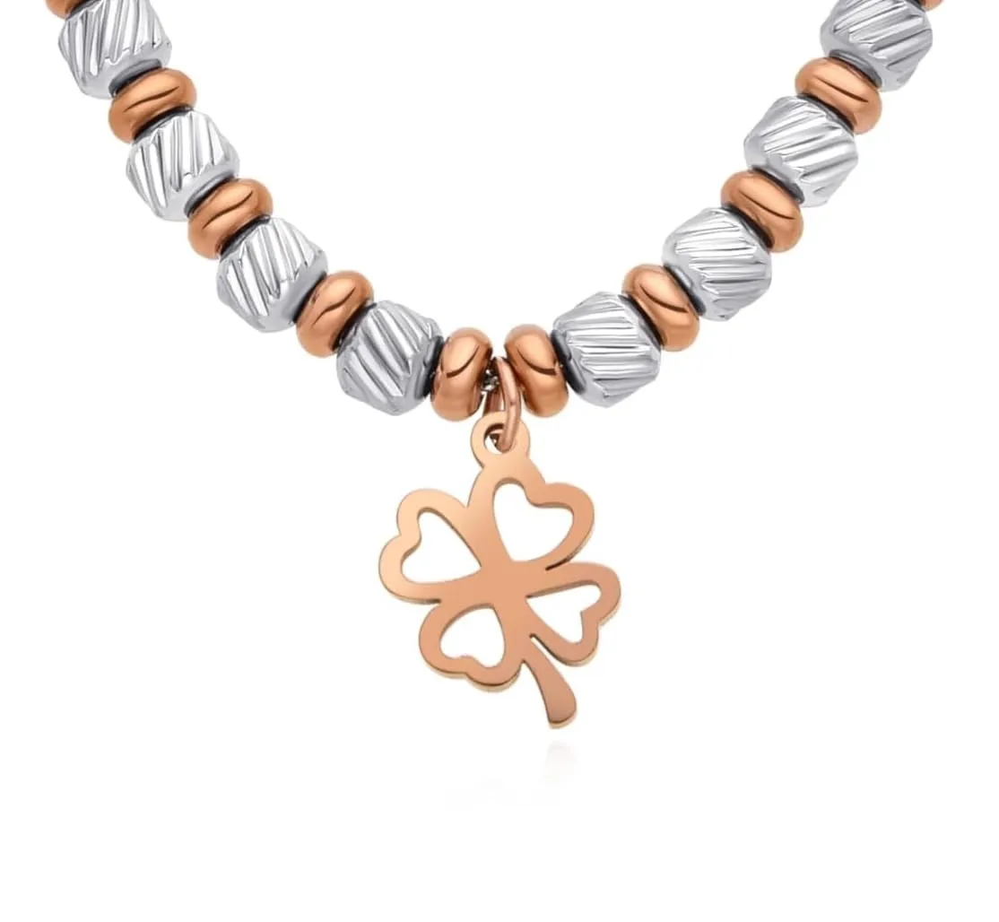 Dada Gioielli Quadrifoglio Collana Donna Oro Rosa Argento Acciaio