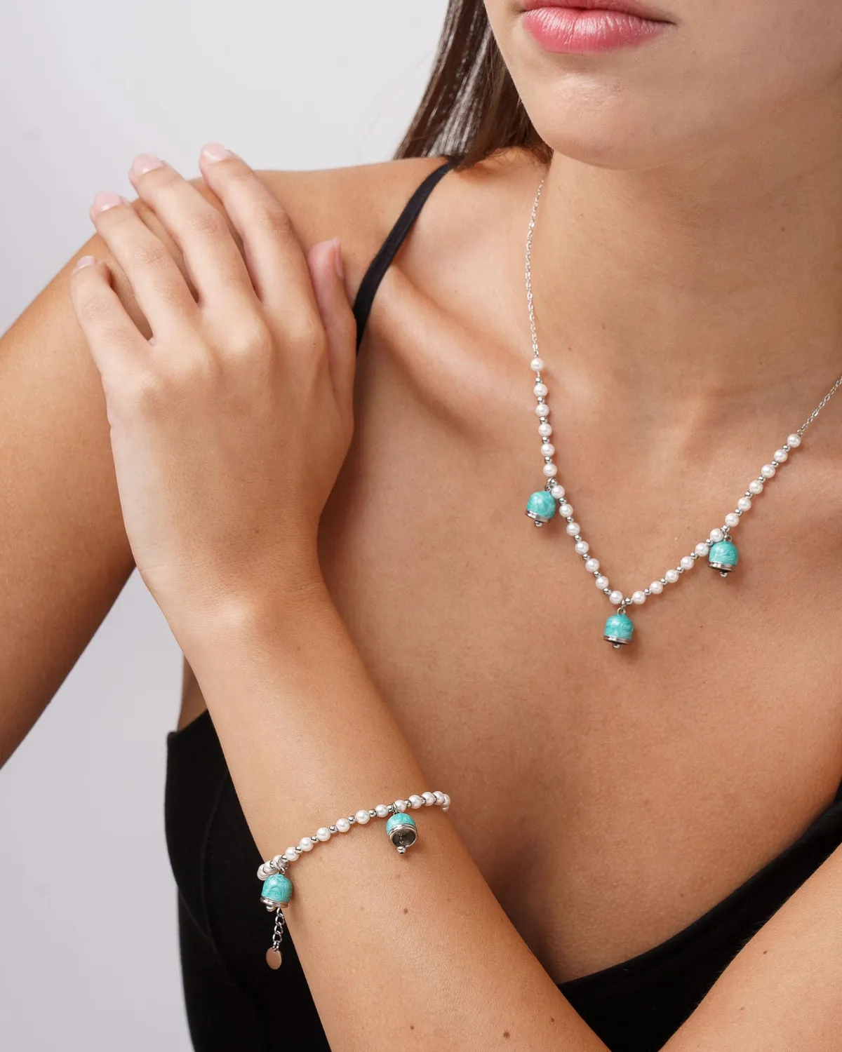 Dada Gioielli Bracciale Perle Maiorca Campanelle Turchese