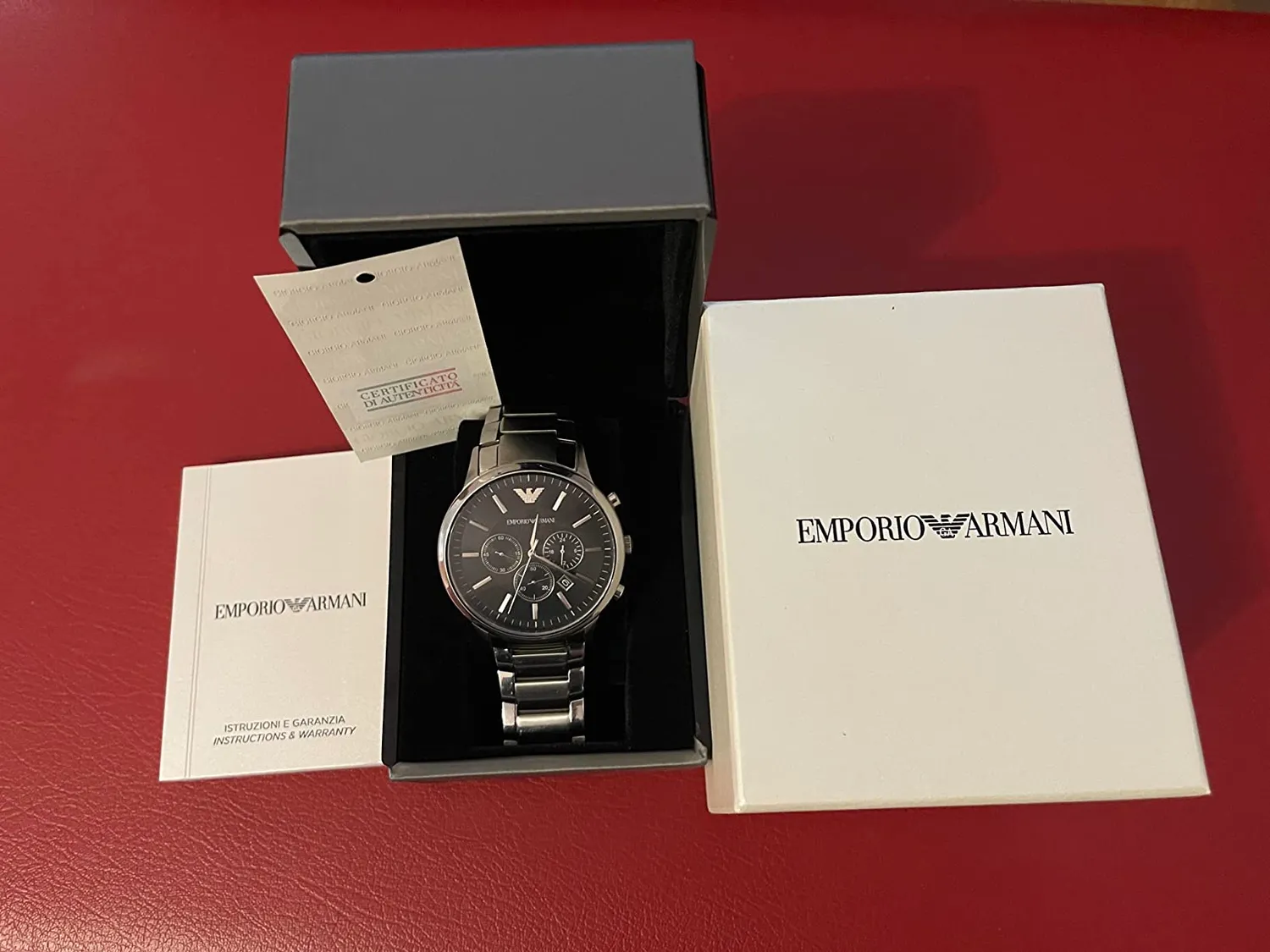Emporio Armani orologio cronografo uomo argento nero