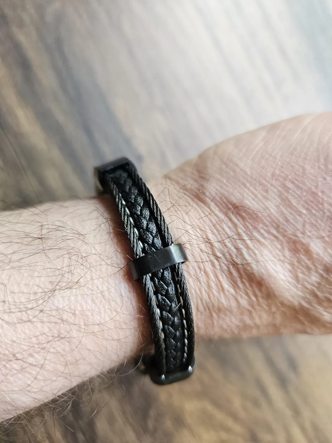 Dada Gioielli bracciale uomo acciaio pelle nero intrecciato
