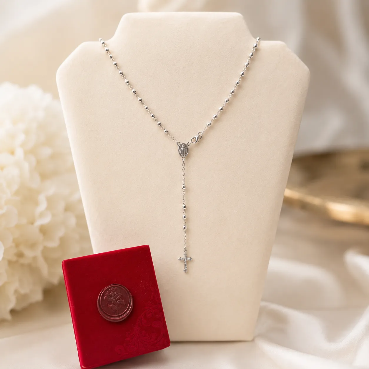 Ornamenta Rosario Pallina Diamantata collana argento 925 50 cm