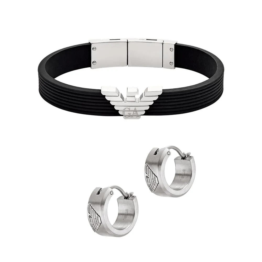 Emporio Armani set bracciali uomo acciaio argentato