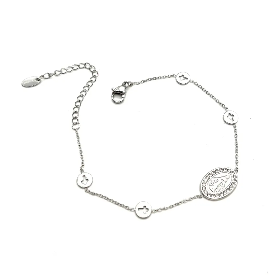 Ornamenta Madonnina bracciale acciaio argento zirconi