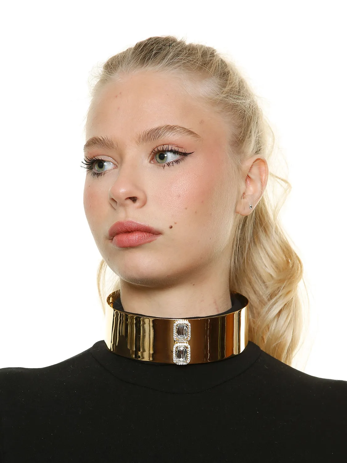 Rada Choker Alto in Metallo Collana Argento rigida