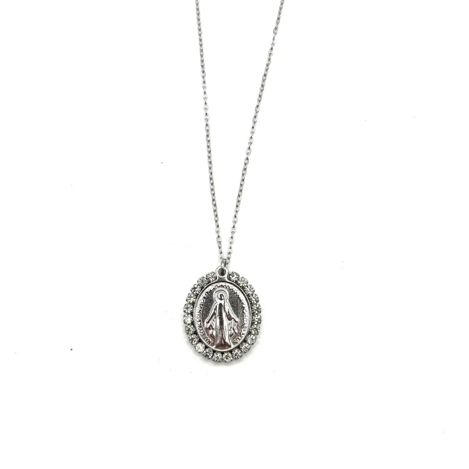 Ornamenta Medaglia Miracolosa collana zirconi argento 45 cm