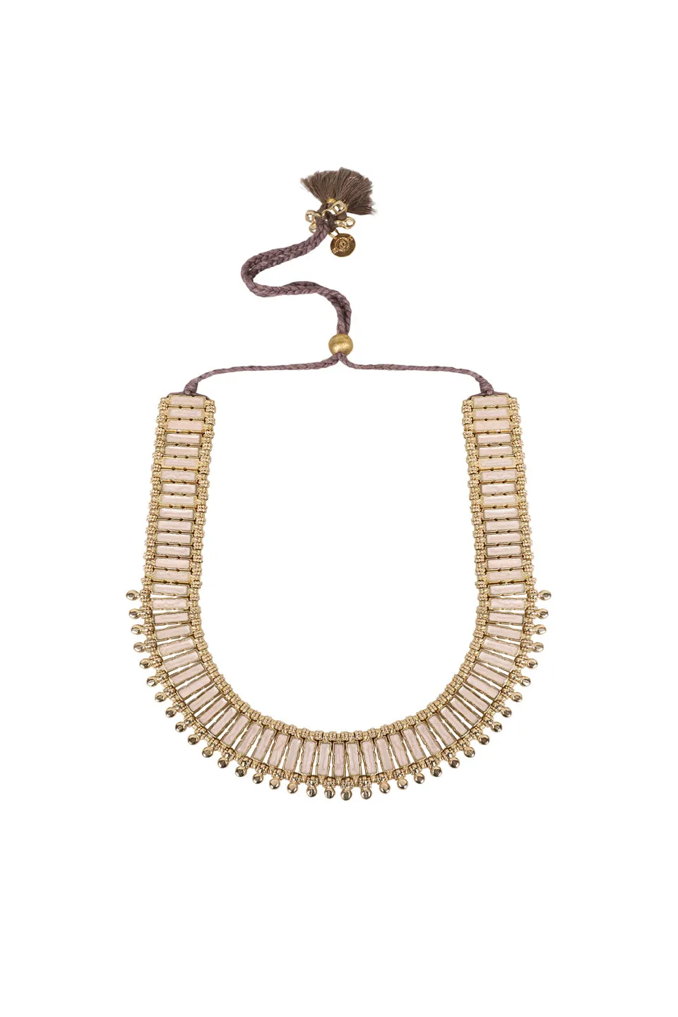 House of Tuhina Qabeela Collana smalto blu oro