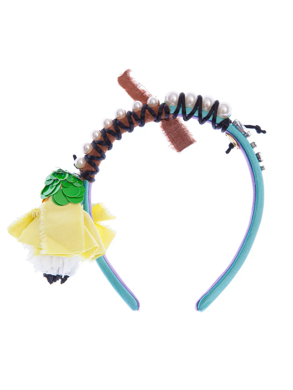 Rada Cerchietto Perle Fiore accessorio capelli rosa tessuto
