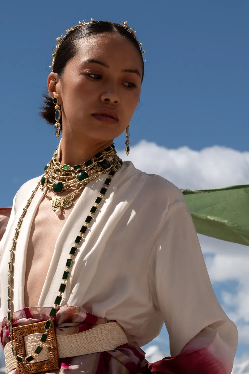 House of Tuhina Viya collana verde Stone Gold