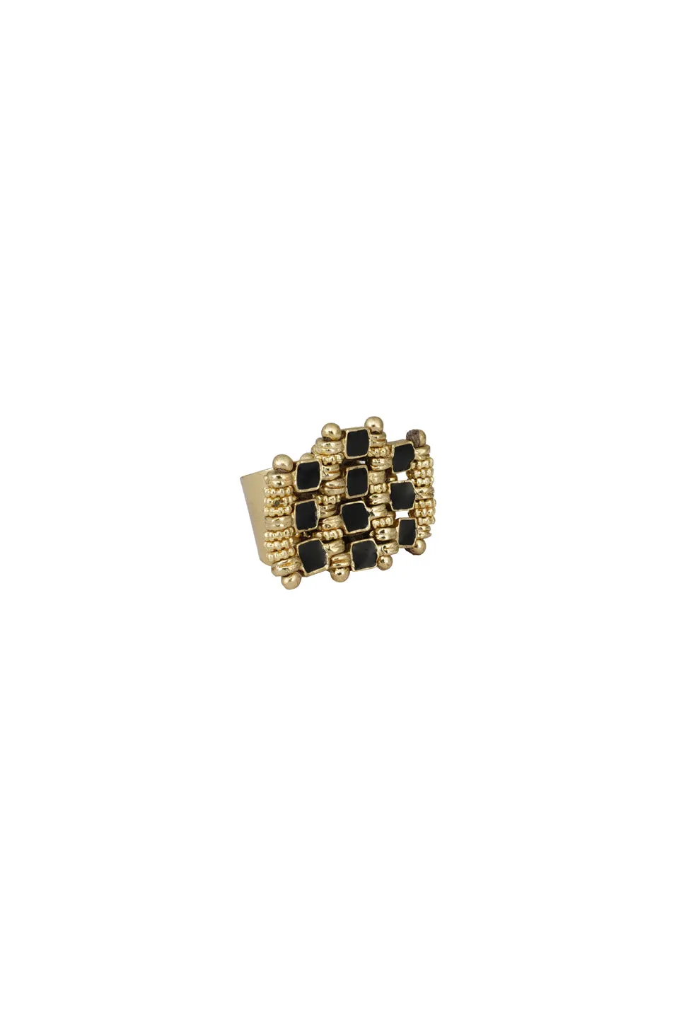 House of Tuhina Falak Anello Smalto Oro Nero Misura Unica
