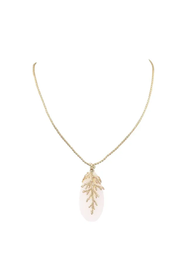 House of Tuhina Leaf Stone collana corta pendente