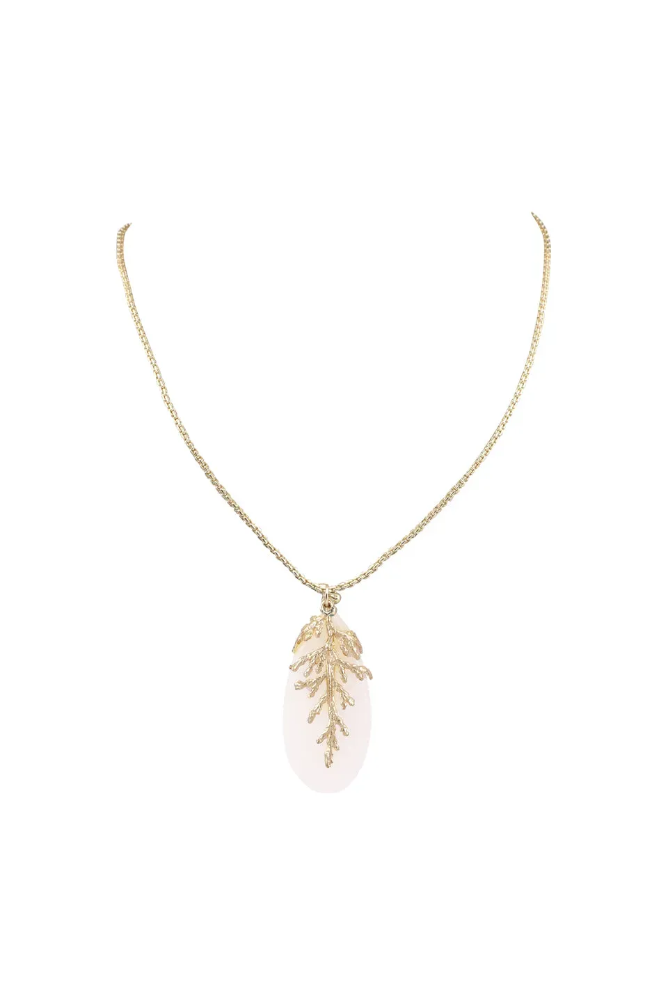 House of Tuhina Leaf Stone collana corta pendente