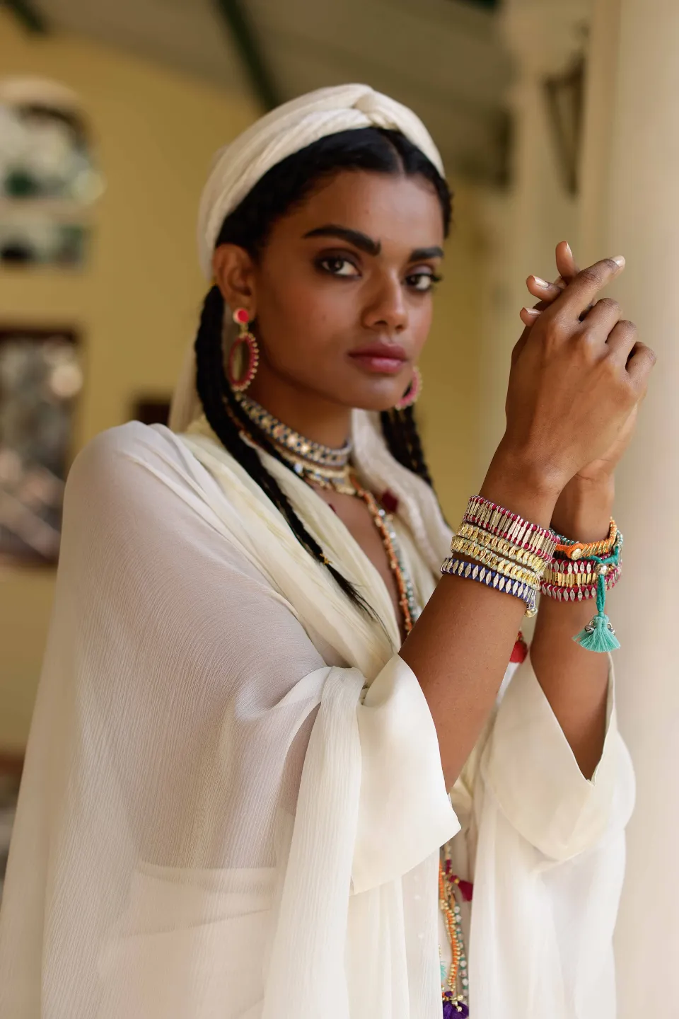 House of Tuhina Nabila 2 Stone bracciale argento rosa loto