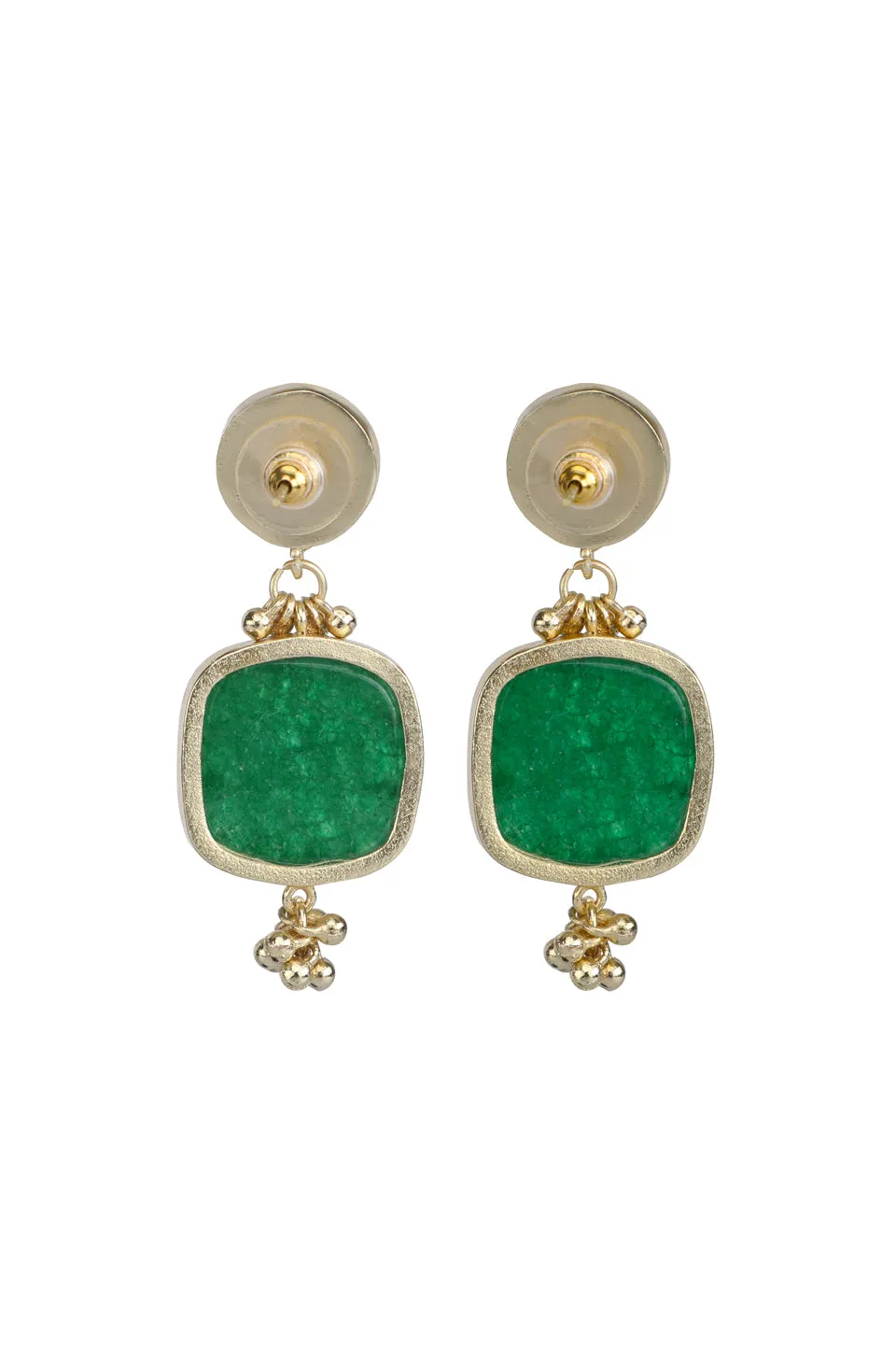 House of Tuhina Square Green Stone orecchini pietra verde