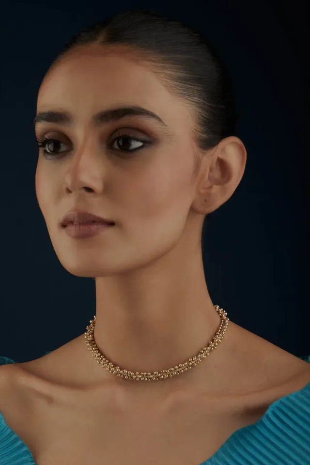 House of Tuhina Beaded Collana perline oro