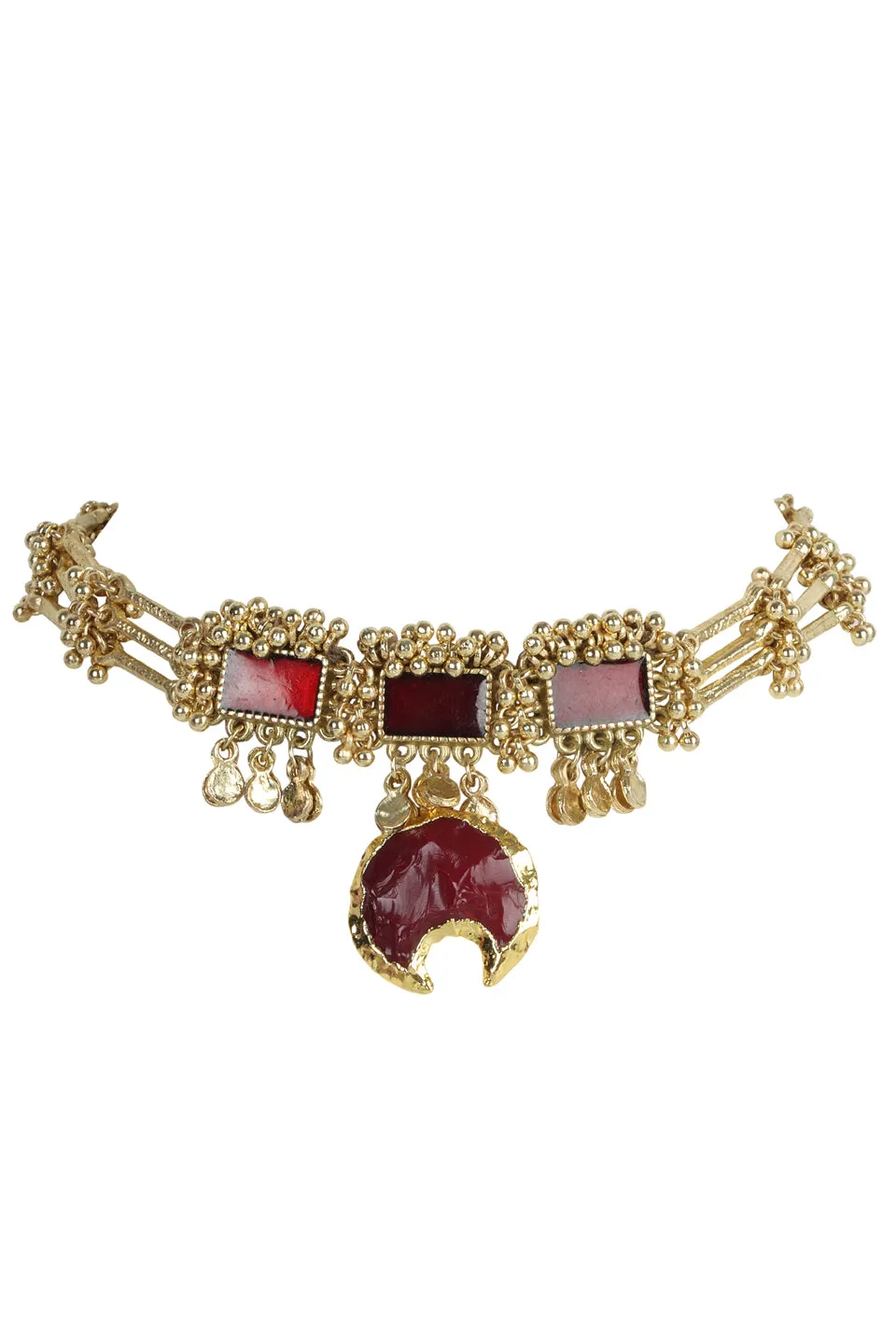 House of Tuhina Jaisiri collana bordeaux Maroon artigianale