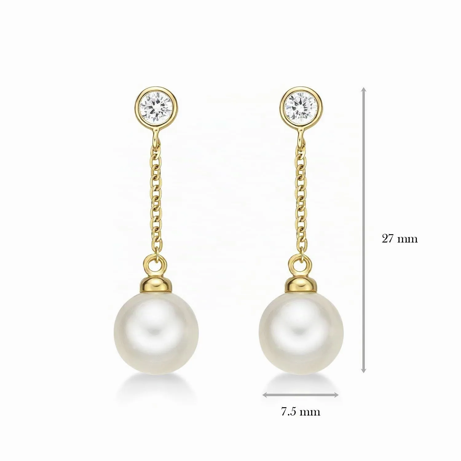 Diamond Treats Orecchini Pendenti Perle Oro 9K Zirconia