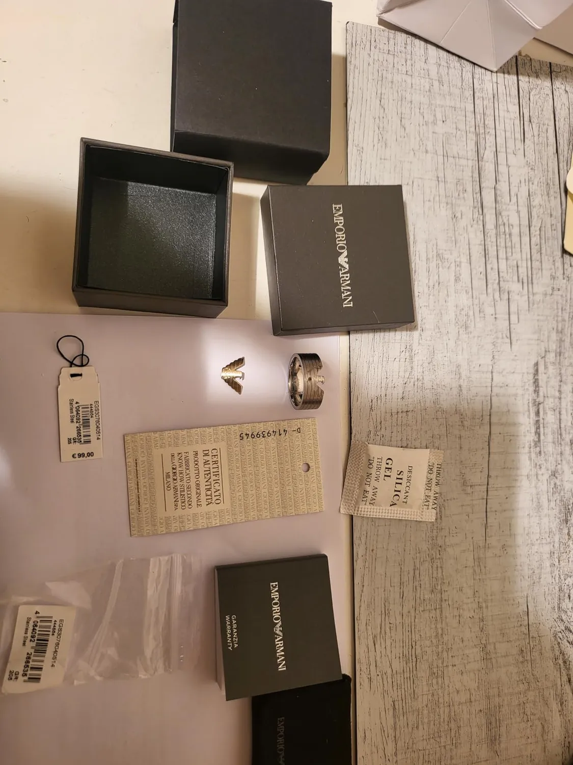 Emporio Armani EGS2032040 anello uomo acciaio nero