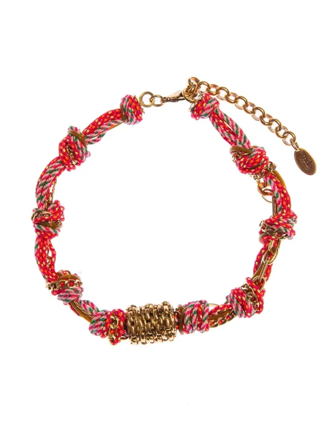 Rada Tubolare Colorato collana girocollo rossa intrecciata