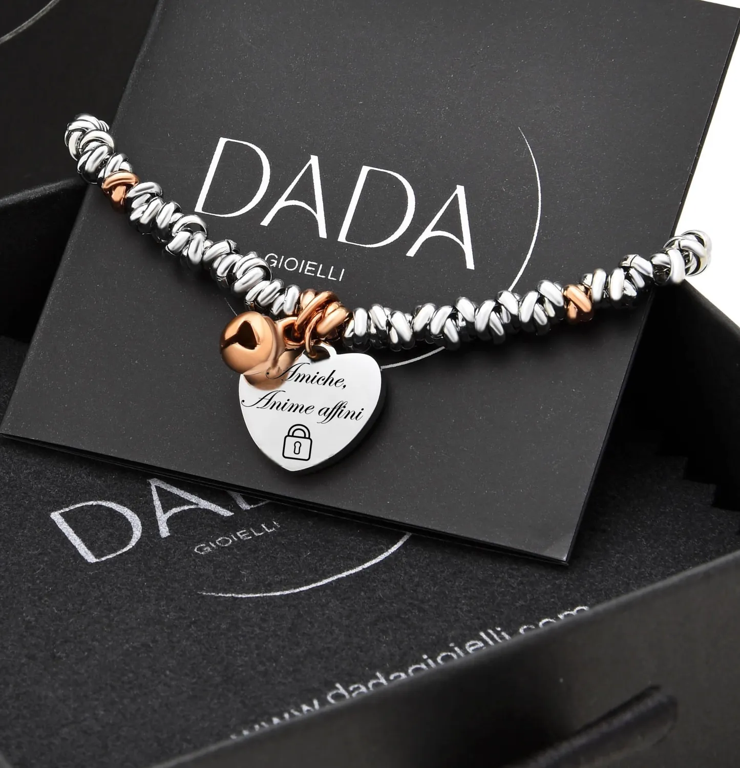 Dada Gioielli Migliori Amiche bracciale rodio oro rosa cuore