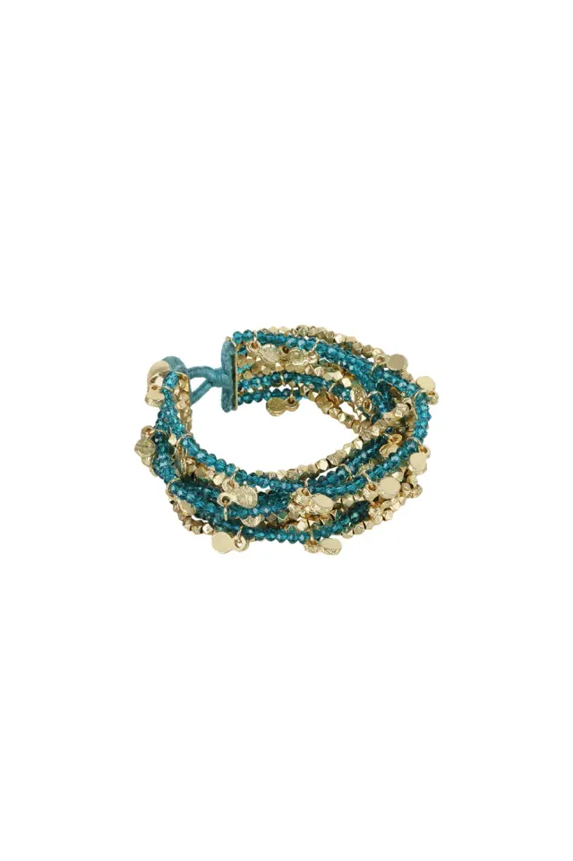 House of Tuhina Gamya bracciale Water Blue oro sole