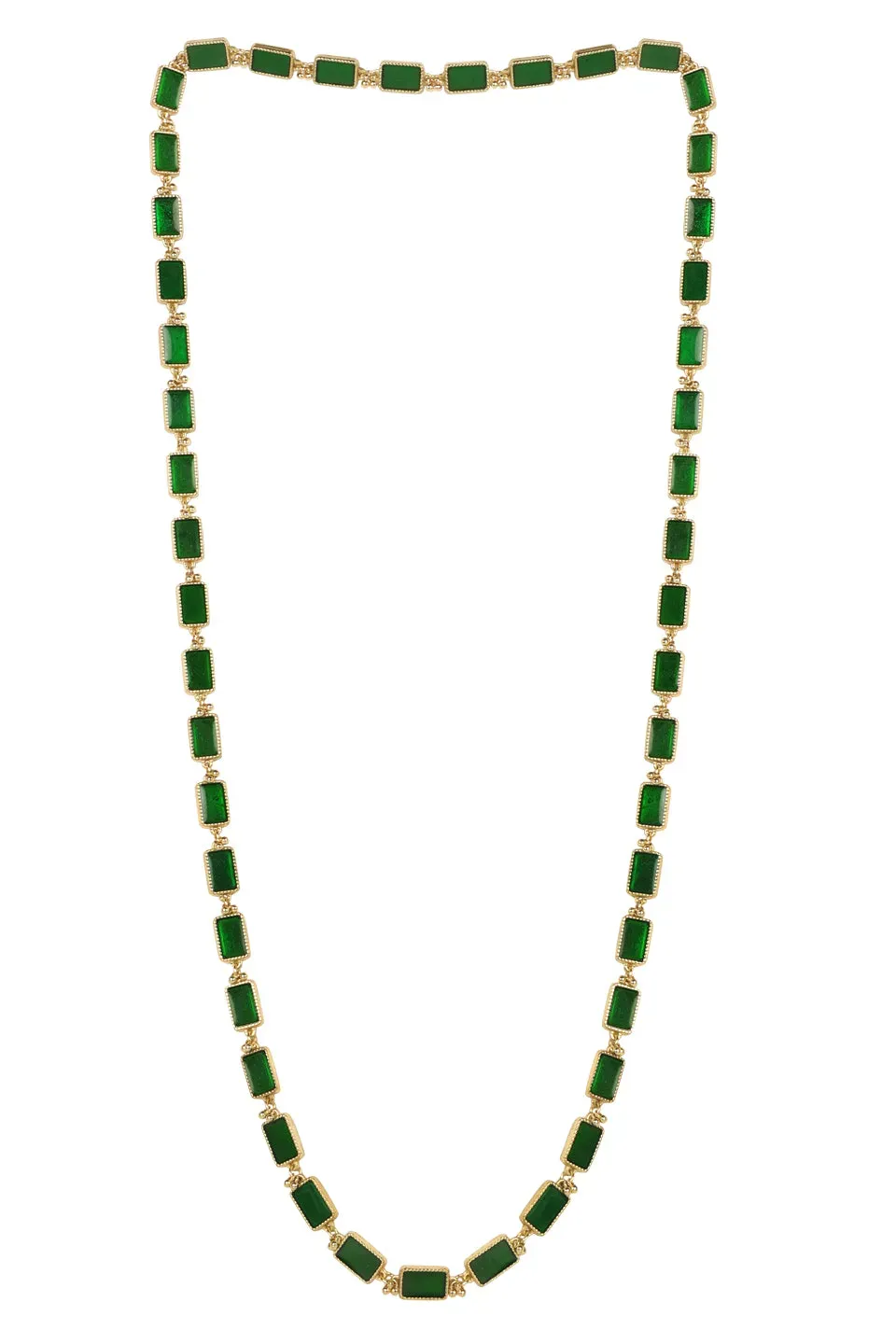 House of Tuhina Medha Collana Glass Leaf Green smalto