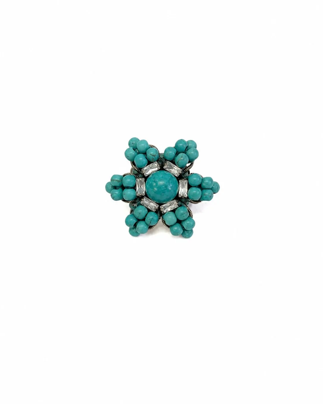 Rada Fiore Perline anello turchese cristalli