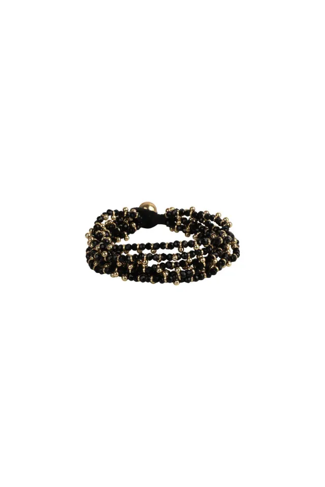 House of Tuhina Vilasini bracciale Trajva nero oro misura unica