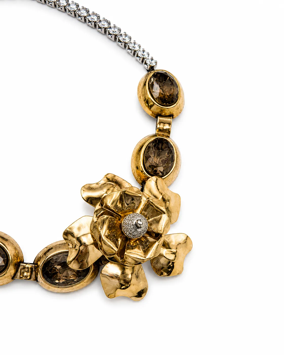 Rada Collana Strass Maxi Fiore Gioiello Cristallo