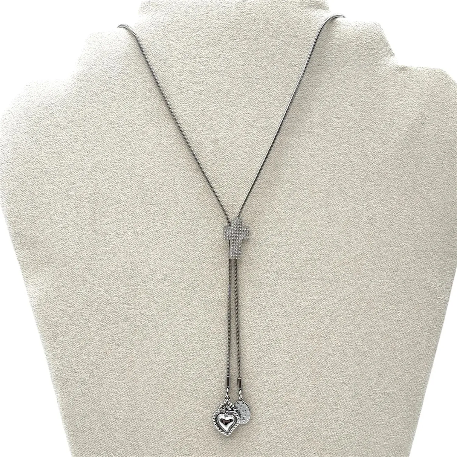 Ornamenta Scorrevole Croce collana acciaio con zirconi