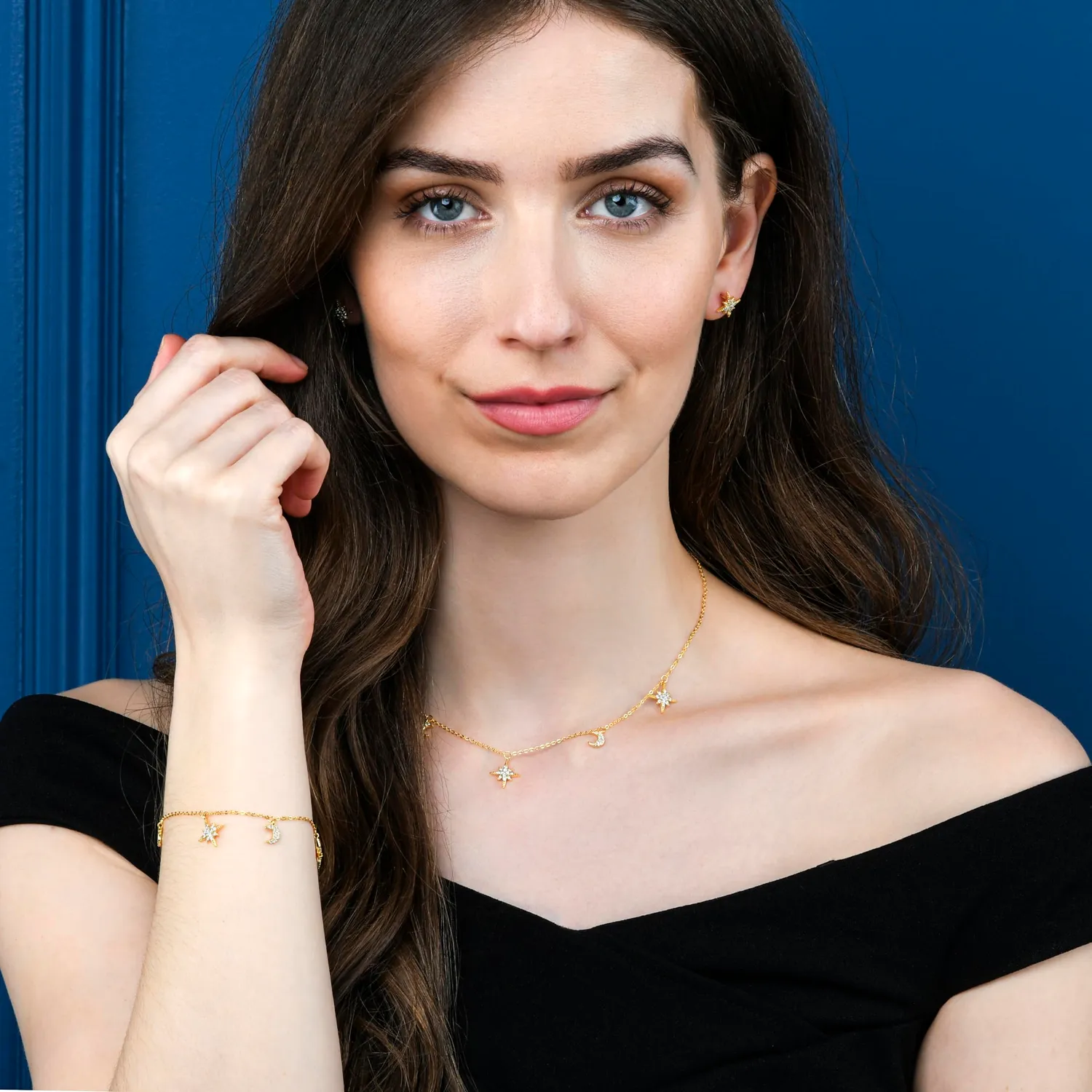 Diamond Treats Bracciale Luna Stella Argento 925 Oro Rosa