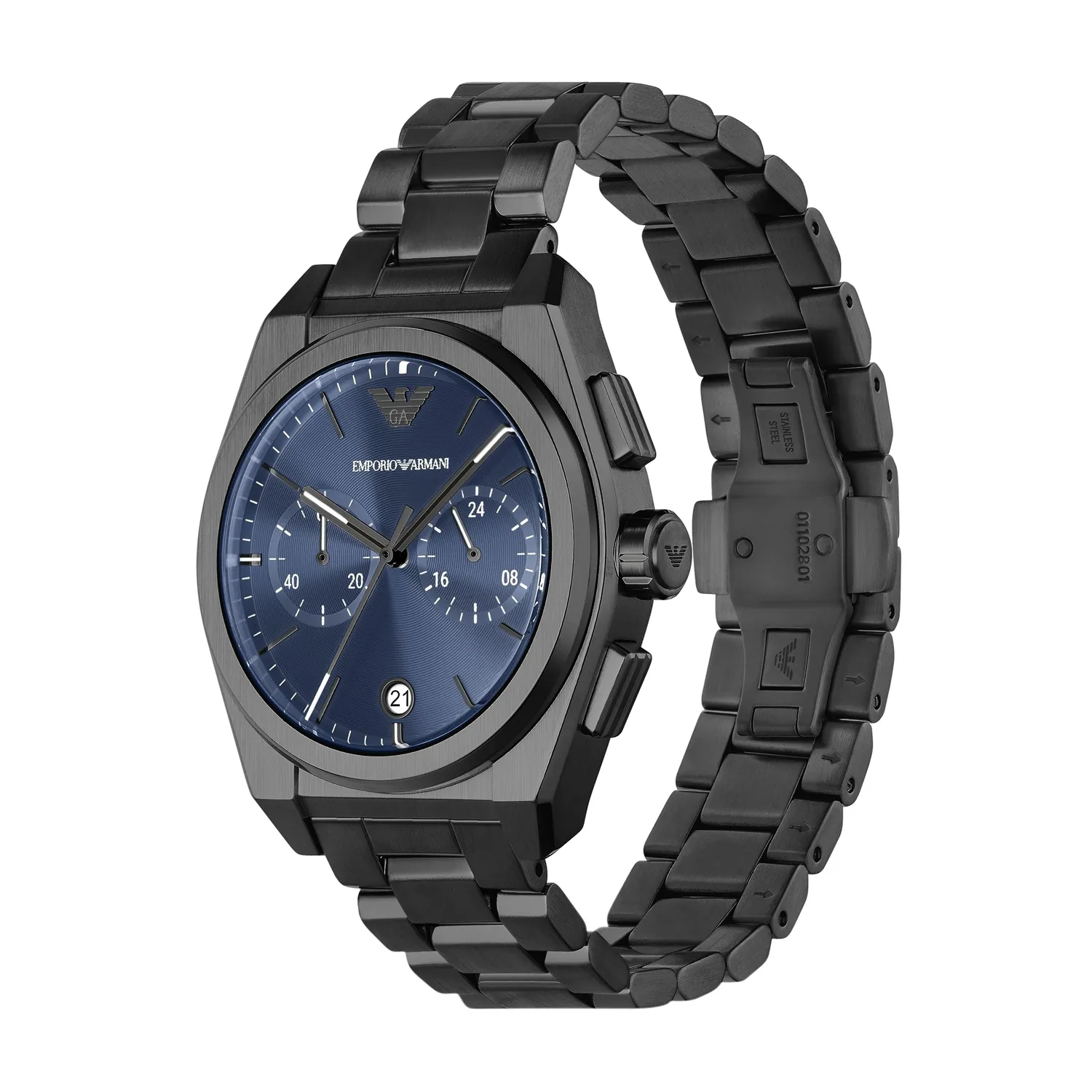 Emporio Armani Orologio Uomo Cronografo 43mm Acciaio Blu Grigio