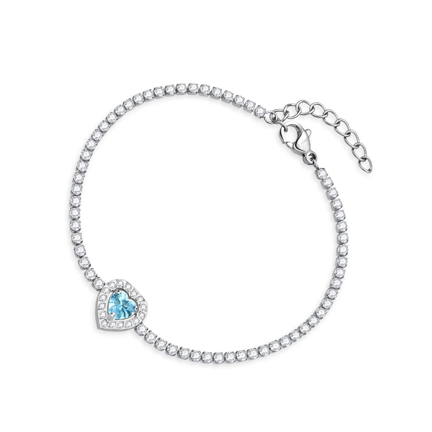 Dada Gioielli Tennis Cuore Bracciale Blu Zaffiro Acciaio