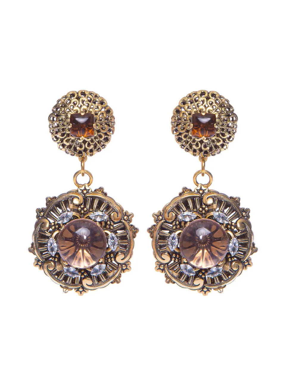 Rada Cabochon orecchini rosa marrone cristalli