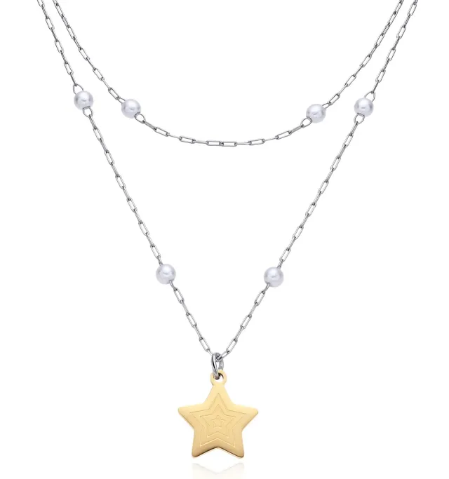 Dada Gioielli collana doppio filo perle stella oro