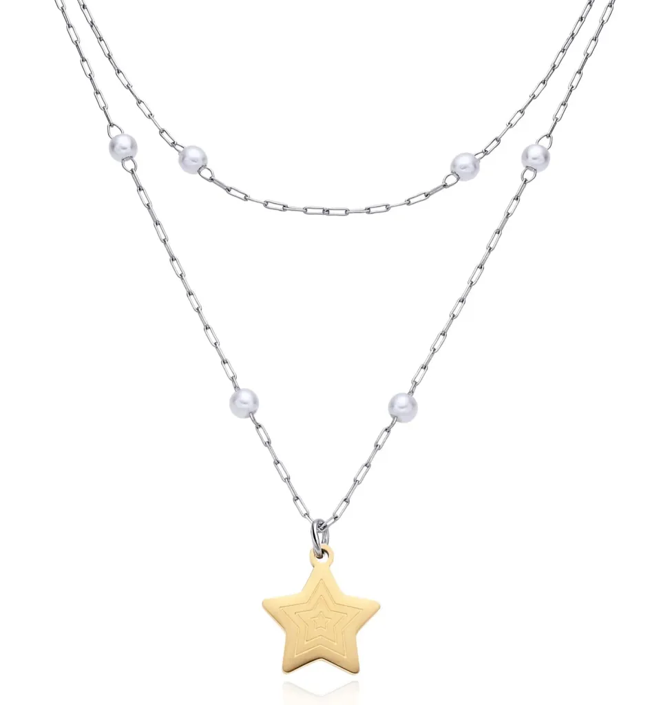 Dada Gioielli collana doppio filo perle stella oro