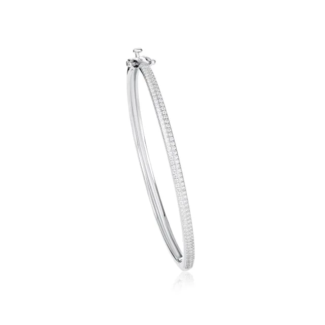 Diamond Treats Doppia Fila bangle ovale argento zirconi bianchi