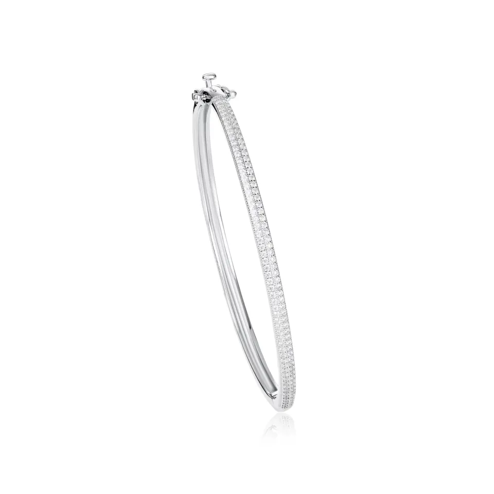 Diamond Treats Doppia Fila bangle ovale argento zirconi bianchi