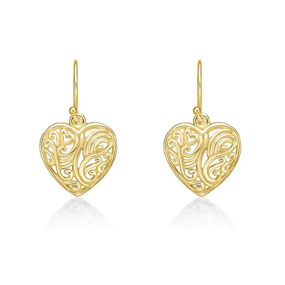 Diamond Treats Orecchini Cuore Oro Pendenti Argento 925