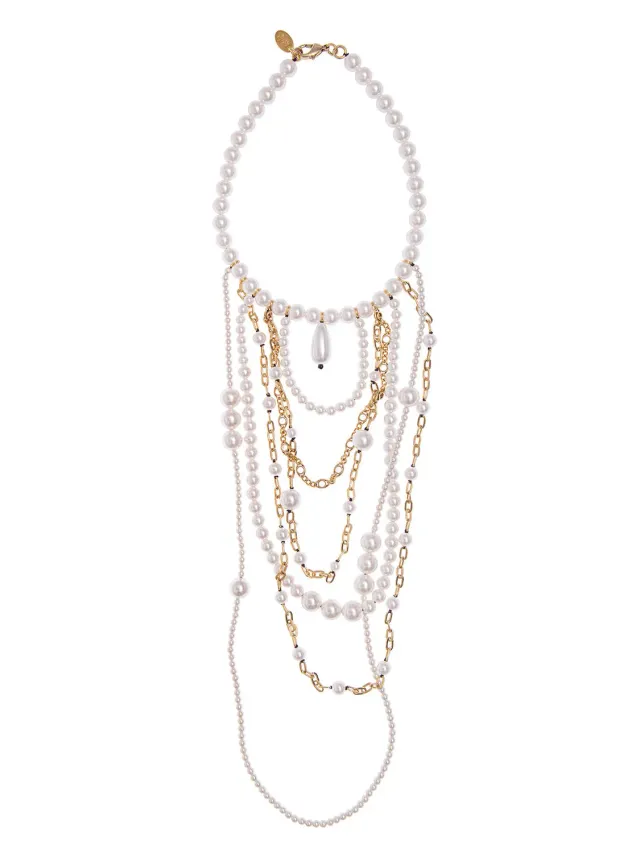 Rada Collana Perle Girocollo con Goccia e Drappeggio