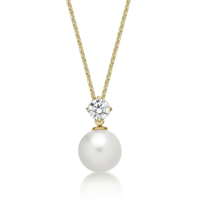 Diamond Treats Collana Perle Bianche 8-8.5mm Oro Giallo 9kt