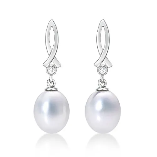 Diamond Treats Orecchini Perle Oro Bianco 9K con Zirconi