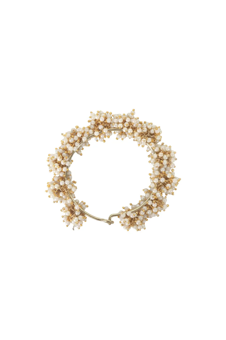 House of Tuhina Pearl Cluster Bangle bracciale perle oro