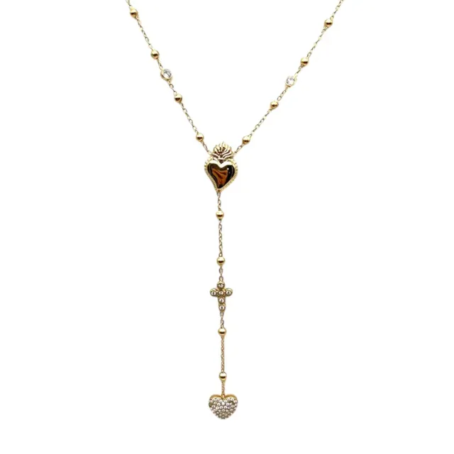 Ornamenta Sacro Cuore collana rosario acciaio oro
