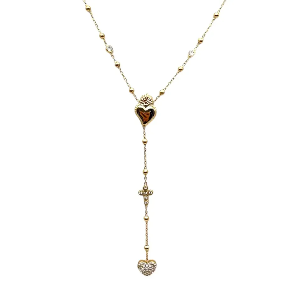 Ornamenta Sacro Cuore collana rosario acciaio oro