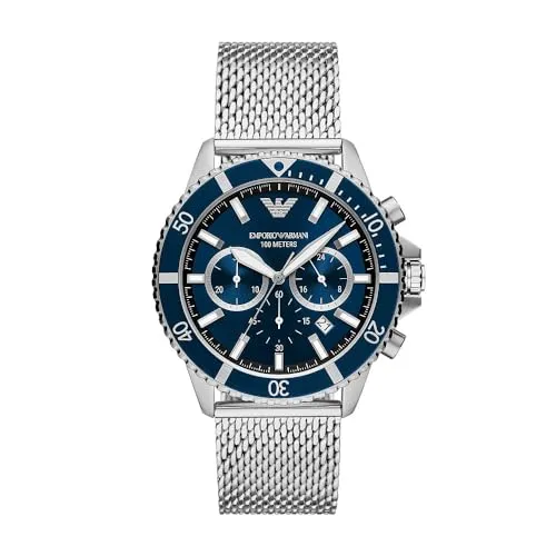 Emporio Armani Cronografo Uomo Argento Blu Solare