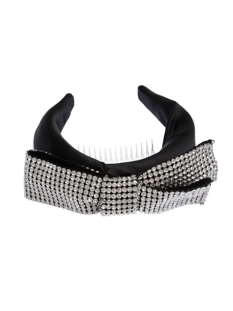 Rada Fiocco cerchietto nero in raso con strass